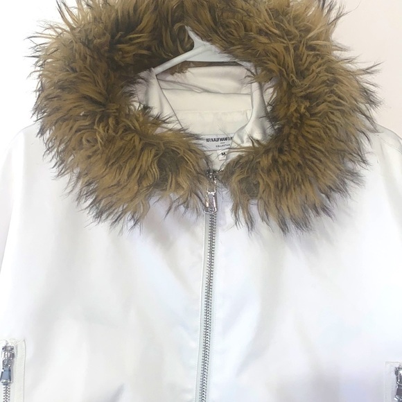 KF/KaufmanFranco Collective White Cropped Faux Fur Hood Jacket - Picture 4 of 11
